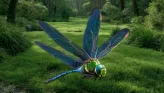 Kitiki hunt scene: a dragonfly over a grassy clearing