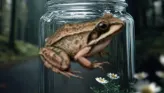 Kitiki hunt scene: a frog in a glass jar