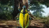Kitiki hunt scene: a yellow beetle at the foot of a tree